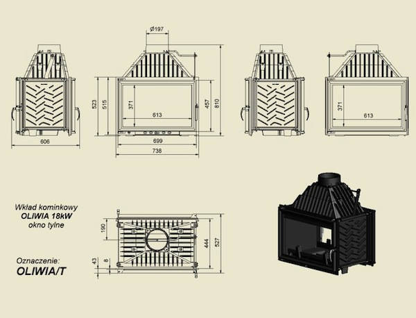 Focar din fonta Oliwia 18 kW Tunel