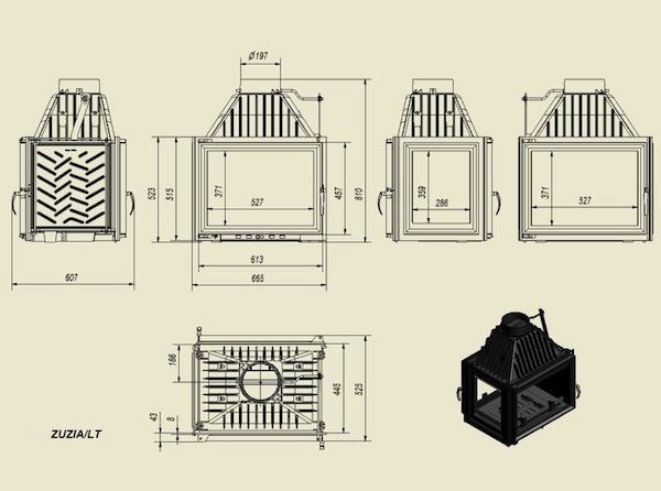Focar din fonta Zuzia 16 kW Tunel sticla stanga